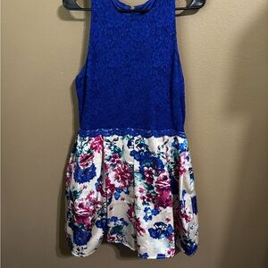 Teeze Me Blue Floral Lace Dress